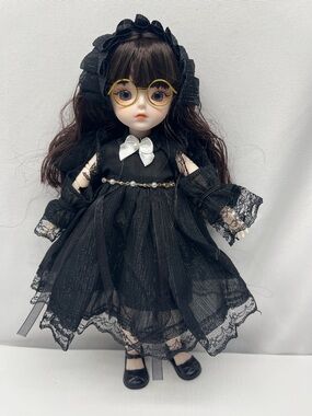 Black Gothic Lace BJD with Glasses - Kids Toys